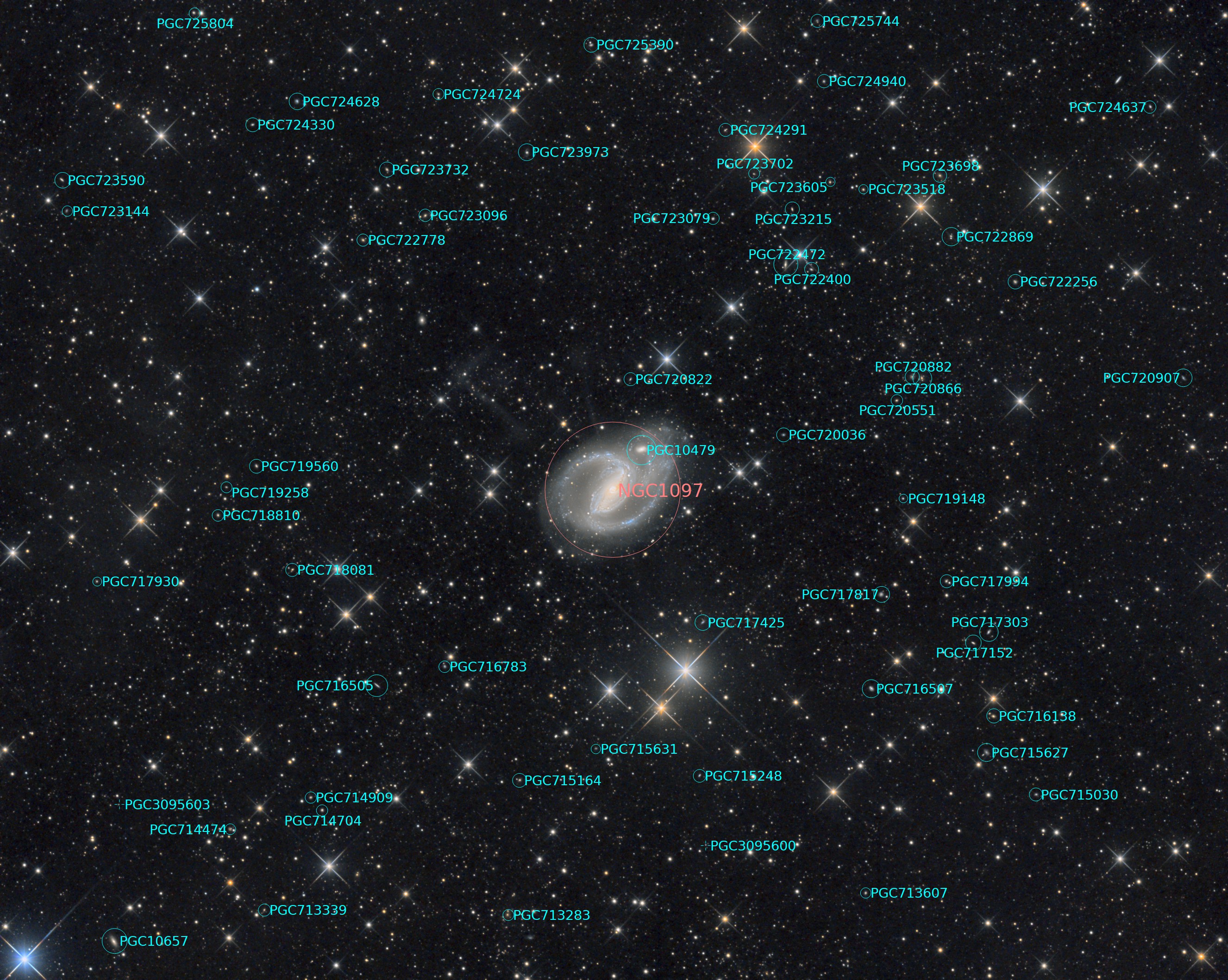 NGC 1097 - annotated