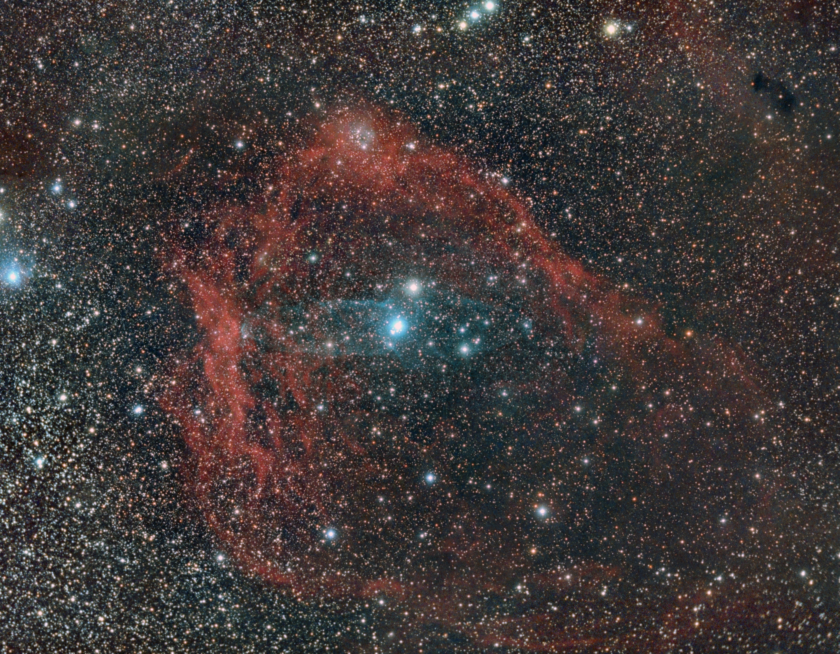 Ou 4 and Sh2-29 - RGB and OIII + Hα